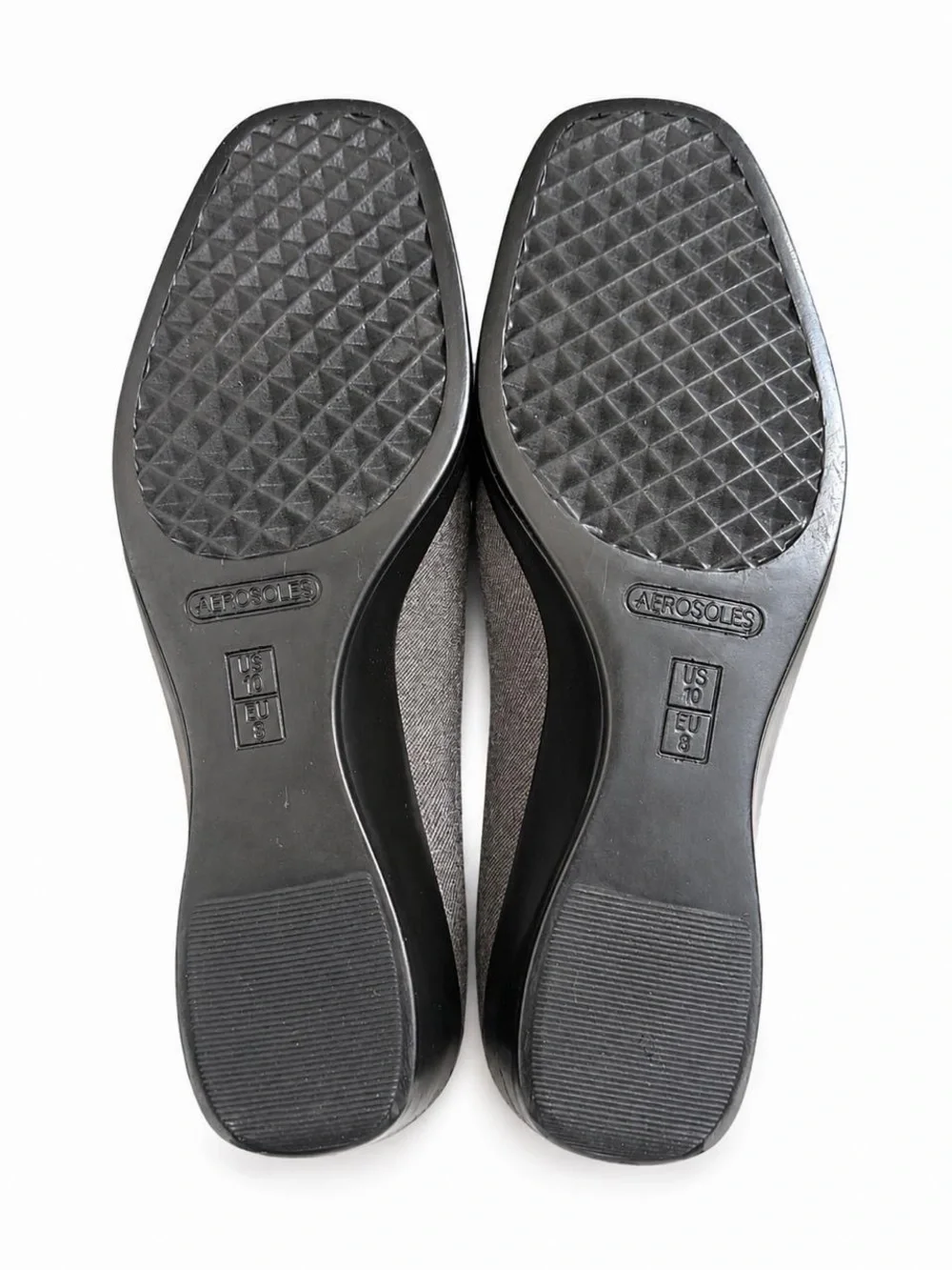 AEROSOLES Gray and Black Wedge Flats with Stud Detail